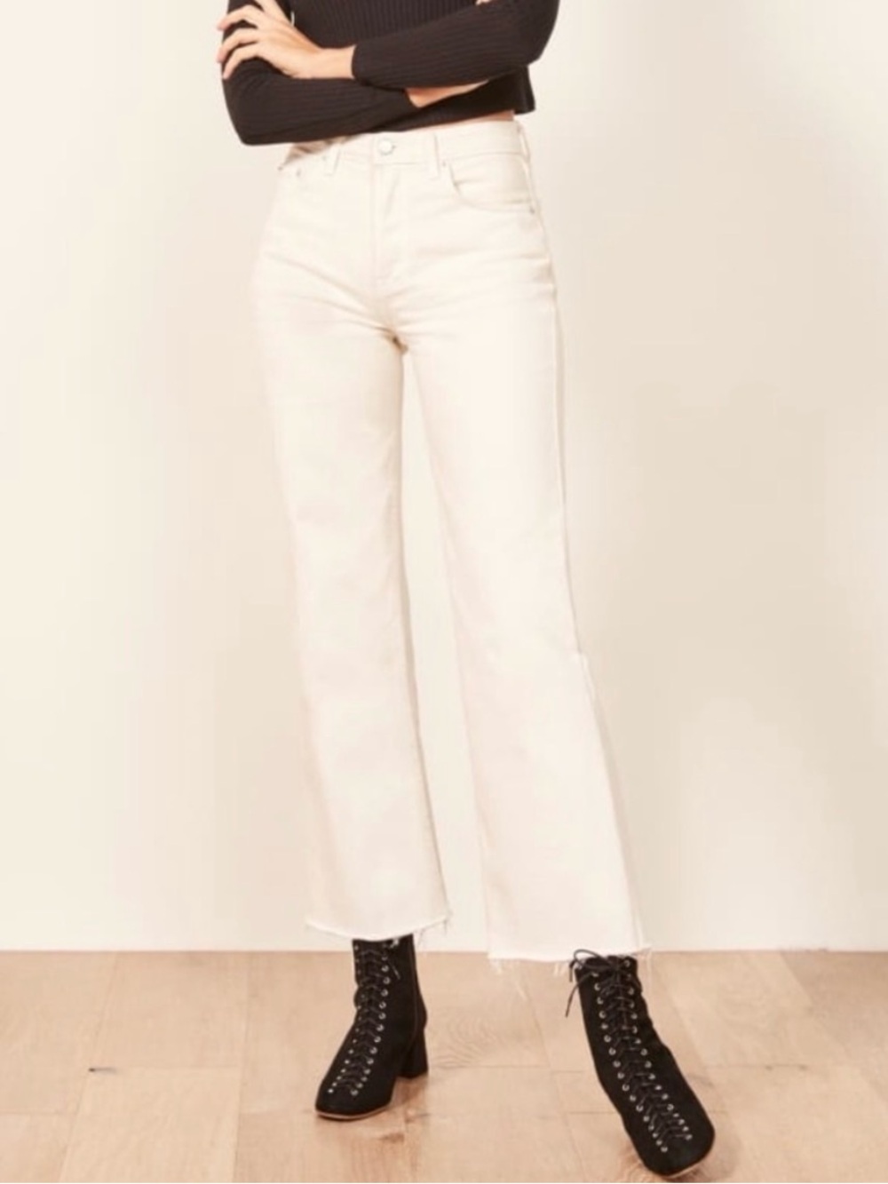 Reformation White Fawcett High-Rise Jeans